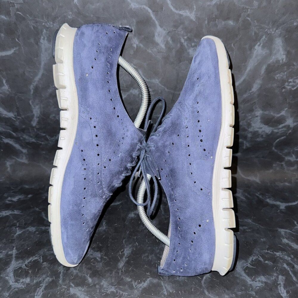 Cole Haan Zerogrand Suede Blue Wingtip Oxford Comfort Shoes Womens Size 11B - Picture 4 of 8